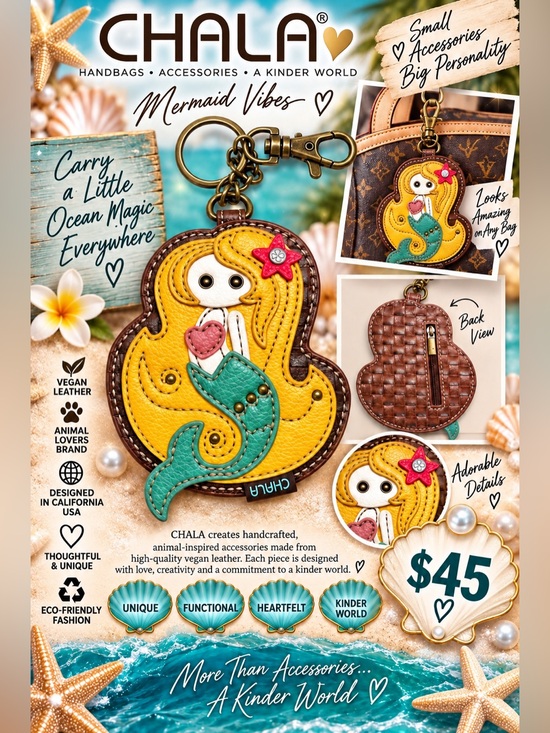 Chala Accessories - Chala Mermaid Bag Chatm NWOT